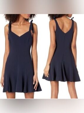 NWOT Cinq a Sept Sz 4 Navy Blue Kristy Tie Strap Mini Dress Orig $400
